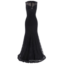 Катя Касин рукавов V-образным вырезом видеть сквозь назад кружева черный вечернее платье Пром платье KK001047-1
